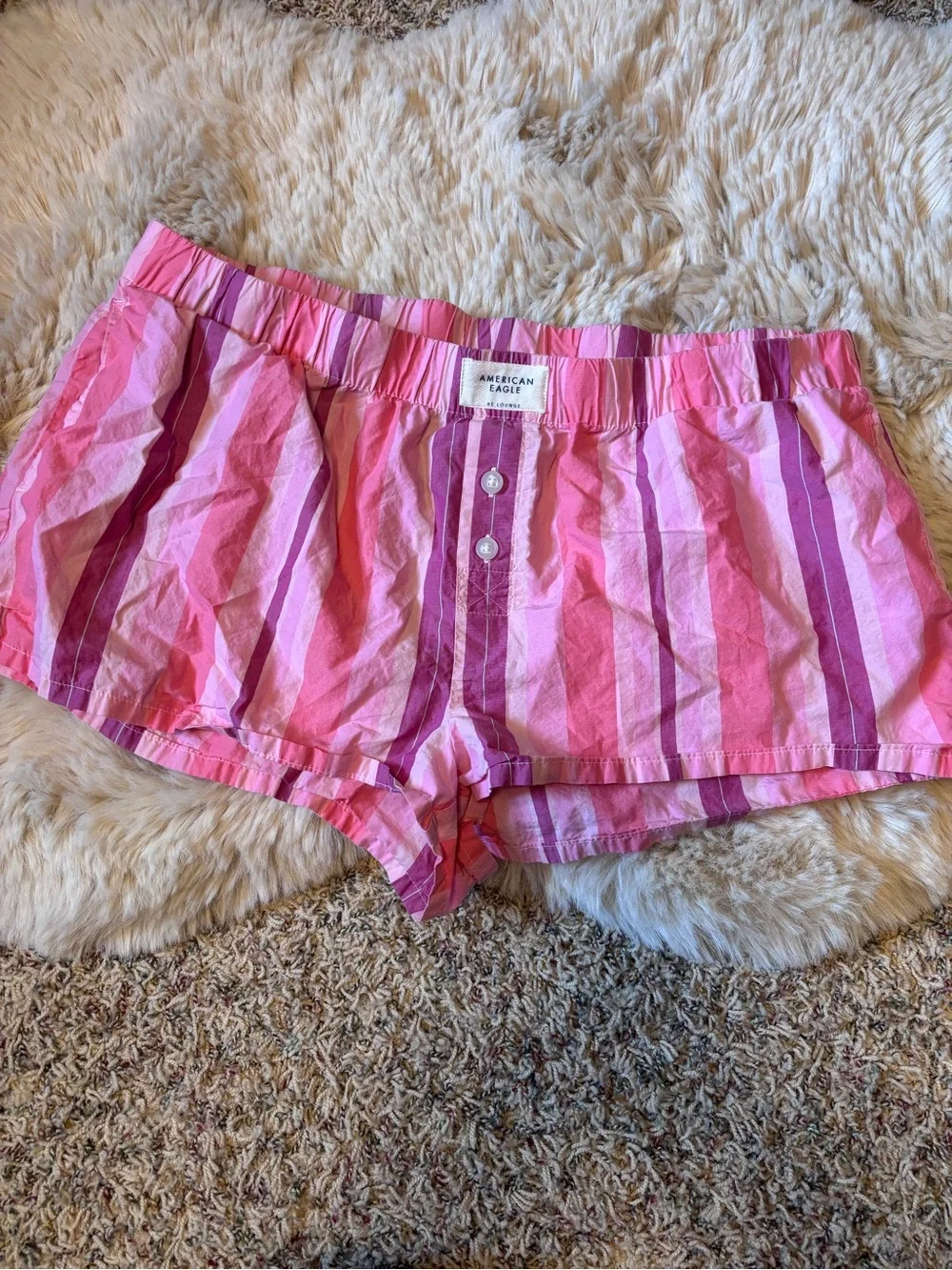 American Eagle Outfitters Pink Striped Cotton Boxer Shorts